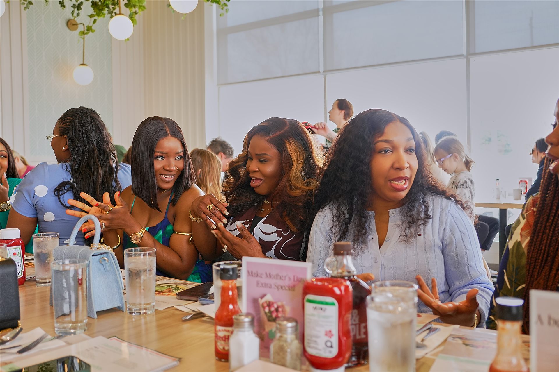 Mamas connecting at an event